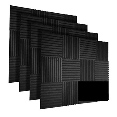 48 Stück 30x30x2,5 cm Akustikschaumstoffplatte Studio Schallschutz Keil Schalldichte Wandpaneele Akustische Isolierung Behandlung Schalldicht Für Auto, Studio, Zuhause(48 Black) von LIUHLFSR