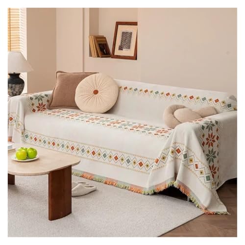 LIUHLFSR 1PC Sofadecke mit Quaste Chenille Sofabezug for Wohnzimmer Anti-Schmutz Universal Sofa Überwurfdecke for Home Hotel für U Form L Form Sektionssofa(A5 White Color,180x180cm L) von LIUHLFSR