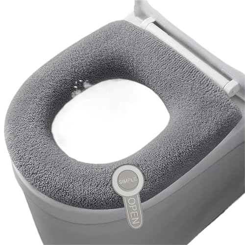 LIUHLFSR 2 PCS for Winter-Toilettensitzpolster Home Mat Four Seasons Universal Potty Kissen Waschmaschine Soft Cape Case Warmer Cover Passt Auf Die Meisten Toilettensitze(Grey) von LIUHLFSR