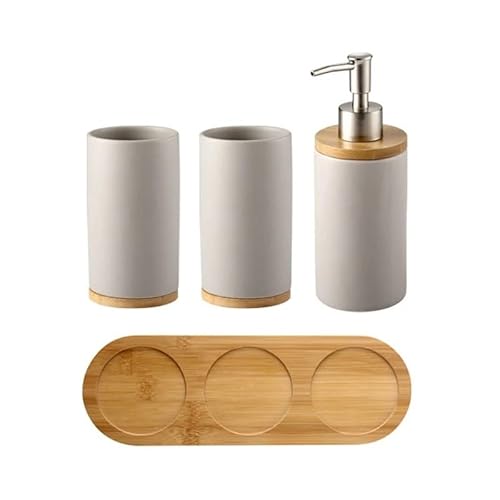 LIUHLFSR 3PCS Badezimmer Zubehör Set Mode Seife Dispenser Zahnbürste Halter Tumbler Haushalt Badezimmer Produkt Für Küche und Bad(2Cup-1Bottle-01) von LIUHLFSR
