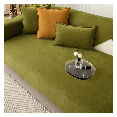 LIUHLFSR Chenille-Sofabezug for Wohnzimmer, einfarbig, Sofakissen, L-förmiger Sofabezug, rutschfeste Couch-Armlehnen-/Rückenlehnenmatte für U Form L Form Sektionssofa(A6 Green,70x120cm 1pc) von LIUHLFSR