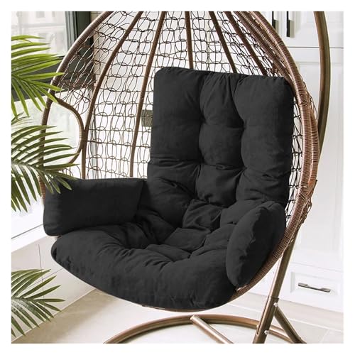 LIUHLFSR Hängekorbkissen, verdicktes großes Hängesesselkissen, Eierstuhlkissen, Schaukelsitzkissen, Hängesessel-Rückenlehnenkissen Für Garten, Außen und Innen(Black,Not Removable) von LIUHLFSR