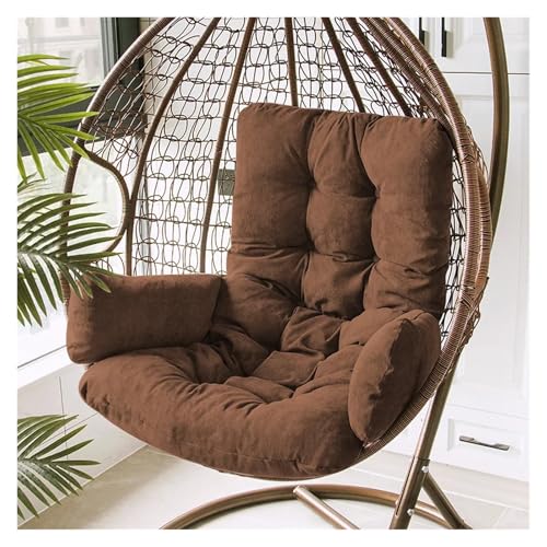 LIUHLFSR Hängekorbkissen, verdicktes großes Hängesesselkissen, Eierstuhlkissen, Schaukelsitzkissen, Hängesessel-Rückenlehnenkissen Für Garten, Außen und Innen(Brown,Removable) von LIUHLFSR
