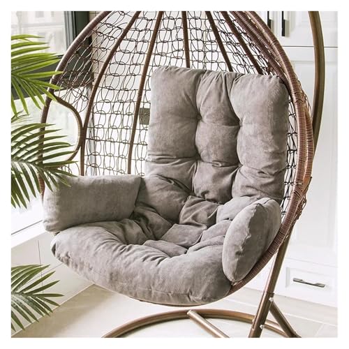 LIUHLFSR Hängekorbkissen, verdicktes großes Hängesesselkissen, Eierstuhlkissen, Schaukelsitzkissen, Hängesessel-Rückenlehnenkissen Für Garten, Außen und Innen(Grey,Not Removable) von LIUHLFSR