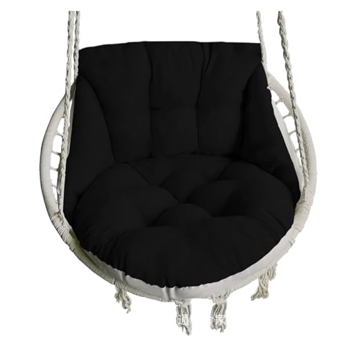 LIUHLFSR Hängesesselkissen, Hängekorb-Eierstuhlkissen, runder Sitz, Dickes Nest-Rückenkissen, geeignet for den Innenhofgarten Für Garten, Außen und Innen(Black) von LIUHLFSR