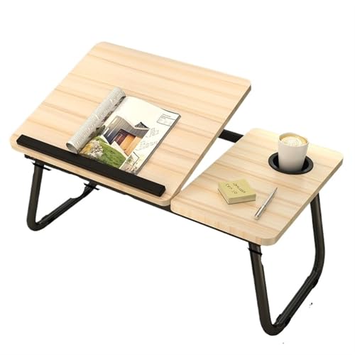 LIUHLFSR Klappbetttisch Camping Picknicktisch Aluminiumlegierung Laptoptisch Ultraleichter tragbarer Angeltisch Für Bett, Sofa und Arbeit(Wood Peach Color) von LIUHLFSR