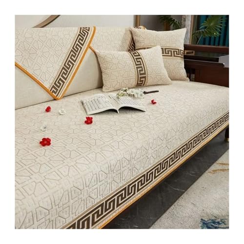 LIUHLFSR Klassischer Sofabezug-Schutz, rutschfest, breiter Seitensofabezug mit Stickerei, universeller Vier-Jahreszeiten-Sofabezug for das Wohnzimmer für U Form L Form Sektionssofa(2,90x180cm) von LIUHLFSR