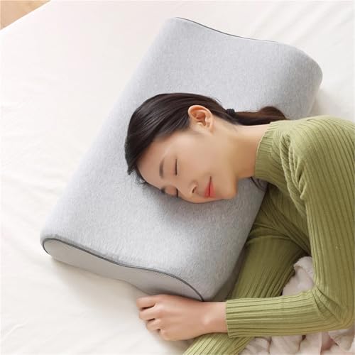 LIUHLFSR Memory Foam Kissen Nackenschutz Langsamer Rückprall Wellenkurve Form Gesundheit Zervikale Für Seiten-, Bauch- Und Rückenschläfer(50x30cm) von LIUHLFSR