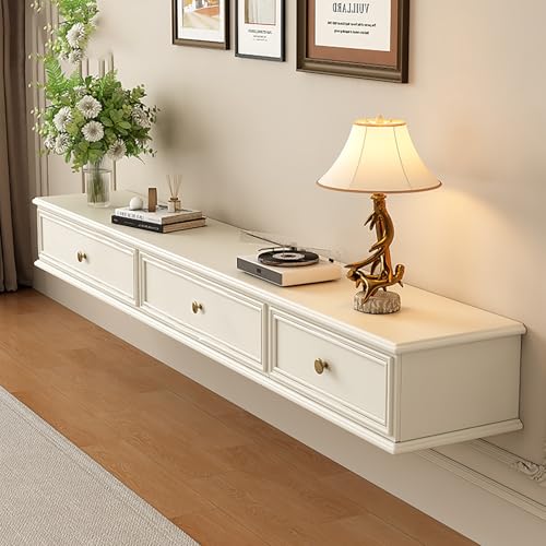 LIUJHGH Eleganter schwebender TV-Schrank mit Türen, platzsparendes wandmontiertes TV-Regal für modernes Home-Entertainment(Weiß,180CM) von LIUJHGH