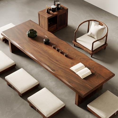 LIUJHGH Japanischer niedriger Bodentisch, Meditations- oder Teetisch aus Massivholz für Wohnzimmer, Altar oder Empfangsraum(Brown,140cm) von LIUJHGH