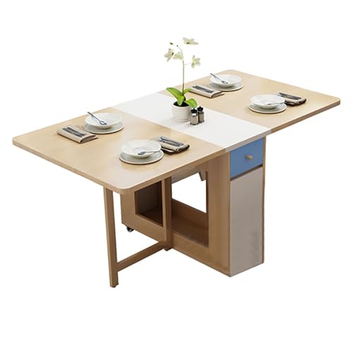 LIUJHGH Klapp-Tisch und Stuhl-Set, Tragbarer Holz-Klapptisch mit Stühlen, Kompakte Platzsparmöbel für Büro, Wohnzimmer oder den Außenbereich(Wood,150cm) von LIUJHGH