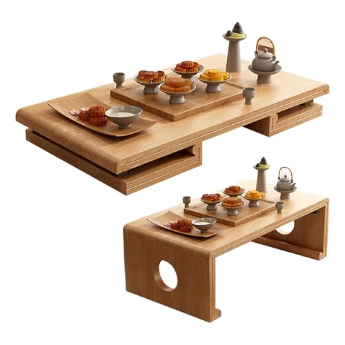 LIUJHGH Klappbarer Couchtisch, rustikaler Couchtisch aus Massivholz für Wohnzimmer oder Schlafzimmer, Tisch im Landhausstil für die Inneneinrichtung und den täglichen Gebrauch(Primary,90 * 50cm) von LIUJHGH