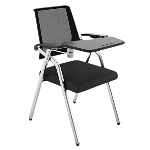 LIUJHGH Klappbarer Schulungsstuhl mit Schreibplatte, Konferenzstuhl mit Armlehnen, Netzsitz und Stahlrahmen für Klassenzimmer, Besprechung und Studium(E) von LIUJHGH
