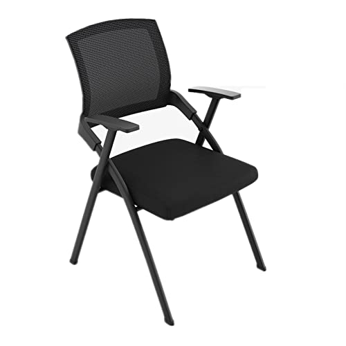 LIUJHGH Klappbarer Schulungsstuhl mit Schreibplatte, bequemer Konferenzstuhl mit Netzsitz und Stahlrahmen für Treffen und Unterricht(Black1) von LIUJHGH