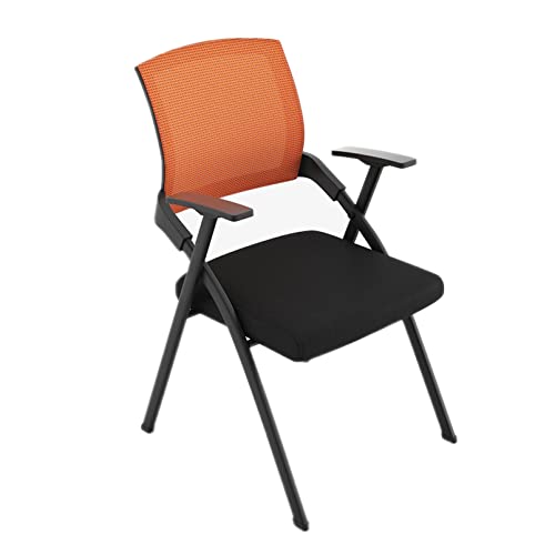 LIUJHGH Klappbarer Schulungsstuhl mit Schreibplatte, bequemer Konferenzstuhl mit Netzsitz und Stahlrahmen für Treffen und Unterricht(Orange1) von LIUJHGH