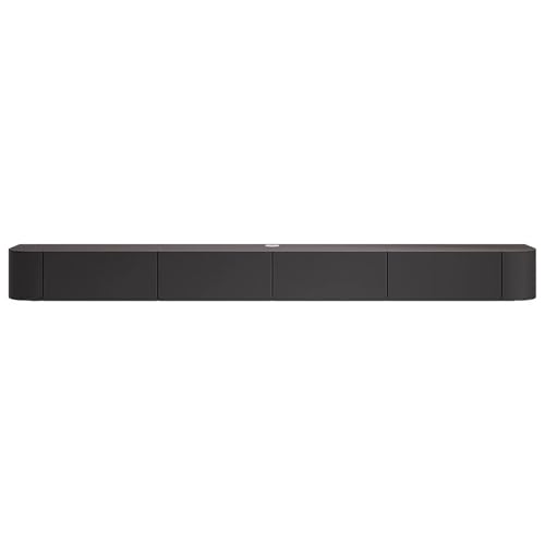 LIUJHGH Schwarzes schwebendes TV-Regal mit Schubladen, wandmontierte Medienkonsole aus Massivholz, Entertainment-Center(Black-24cm,160cm) von LIUJHGH