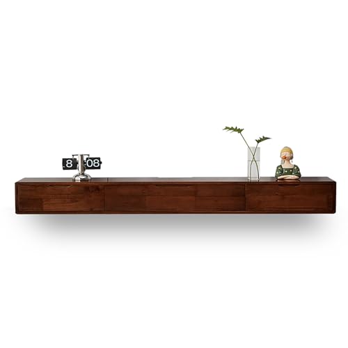 LIUJHGH Schwebender TV-Ständer, wandmontiertes TV-Regal, modernes Unterhaltungszentrum, Medienkonsole mit Stauraum(Walnut,160cm) von LIUJHGH