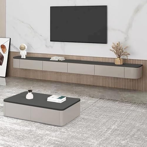 LIUJHGH Schwebendes Regal unter dem Fernseher mit Türfach, Moderne wandmontierte TV-Konsole für Wohnzimmer, Schlafzimmer oder Arbeitszimmer(160CM) von LIUJHGH