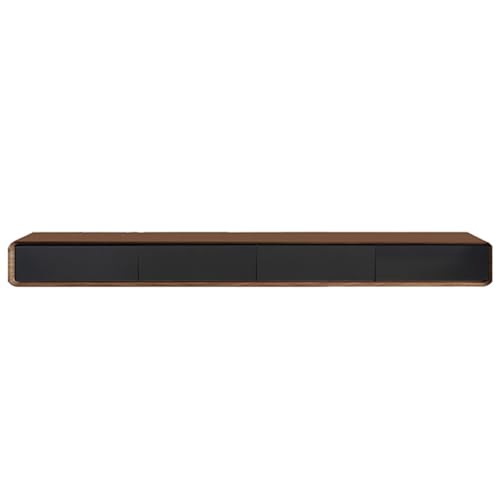 LIUJHGH Schwebendes TV-Regal zur Wandmontage, schlankes Entertainment-Center aus Massivholz, Moderne TV-Konsole mit Stauraum(Walnut Black,24-160cm) von LIUJHGH