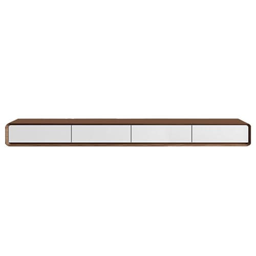 LIUJHGH Schwebendes TV-Regal zur Wandmontage, schlankes Entertainment-Center aus Massivholz, Moderne TV-Konsole mit Stauraum(Walnut White,30-160cm) von LIUJHGH