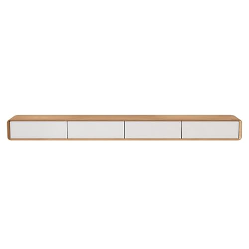 LIUJHGH Schwebendes TV-Regal zur Wandmontage, schlankes Entertainment-Center aus Massivholz, Moderne TV-Konsole mit Stauraum(Wood White,24-160cm) von LIUJHGH