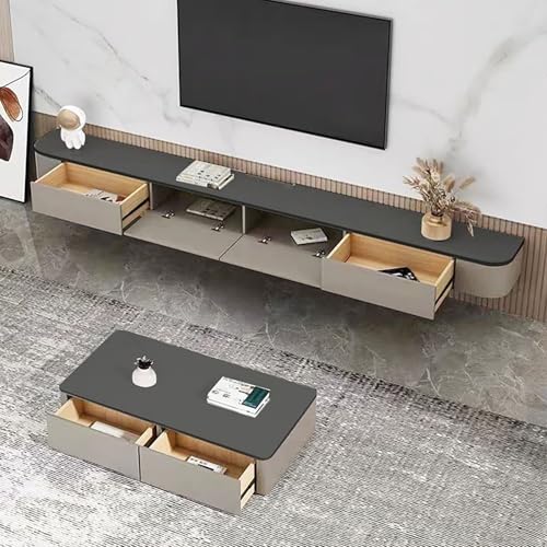 LIUJHGH TV-Medienkonsole zur Wandmontage, schwebender TV-Schrank mit Aufbewahrungstür, Entertainment-Center für Wohnung oder kleine Räume(200cm) von LIUJHGH