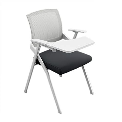 LIUJHGH Weißer klappbarer Schulungsstuhl mit Schreibplatte, ergonomischer Netzstuhl mit Tisch für Klassenzimmer, Büro oder Besprechung(B) von LIUJHGH