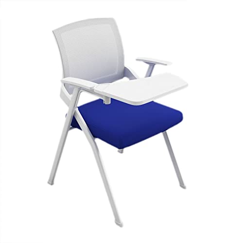 LIUJHGH Weißer klappbarer Schulungsstuhl mit Schreibplatte, ergonomischer Netzstuhl mit Tisch für Klassenzimmer, Büro oder Besprechung(D) von LIUJHGH