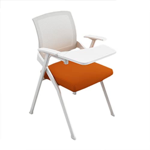 LIUJHGH Weißer klappbarer Schulungsstuhl mit Schreibplatte, ergonomischer Netzstuhl mit Tisch für Klassenzimmer, Büro oder Besprechung(E) von LIUJHGH