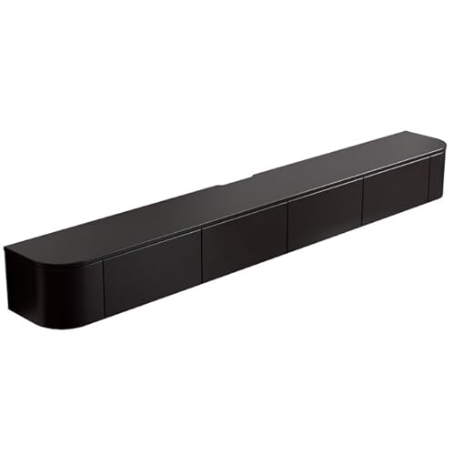 Schwebendes TV-Regal mit LED-Leuchten, Wandmontierte Medienkonsole, Massivholz, 2 Schubladen, Viel Stauraum für Wohnzimmer(Schwarz,220cm) von LIUJHGH
