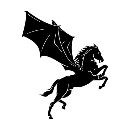 Feine Schnitzerei-Aufkleber Pferd mit Flügeln Fliegender Pegasus Märchentier 34x42.6cm Selbstklebend S-Black von LIUJIAHAO