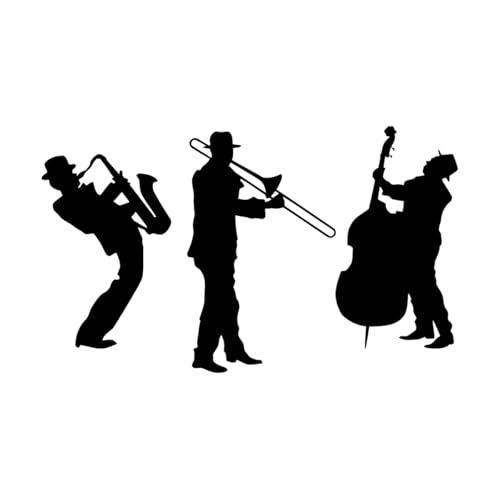 Jazz Vinyl Wand Aufkleber Musikinstrumente Musik Band Musiker Konzert Wand Aufkleber Musik Wand Dekor Room Decor Wandbild-XL-74x125cm-Black von LIUJIAHAO