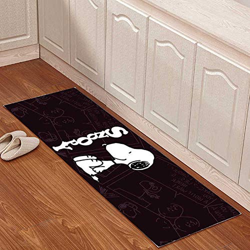 LIUJUAN Teppiche Fürs Wohnzimmer Kristall Samt rutschfeste Küche Teppich Bodenmatte Fußmatte Badezimmermatte Schlafzimmer Nachtmatte-3D Schwarz Snoopy_40 * 120Cm von LIUJUAN