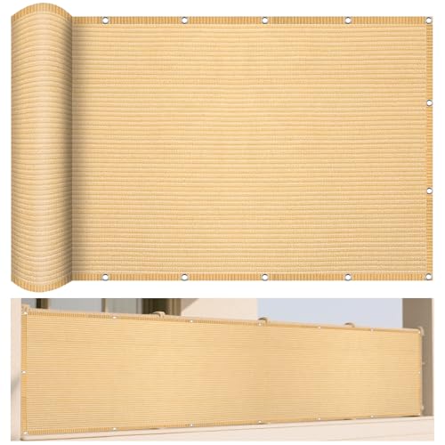 Sonnensegel Atmungsaktiv 320 x 650 cm Rechteckig Atmungsaktiv 98% UV Schutz Schattiernetz mit Ösen mit Ösen Ohne Bohren mit Seil für Balkon Garten Terrasse, Creme Farben von LIUJYUAN