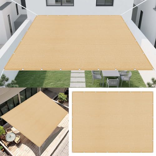 Sonnensegel Sonnenschutz 495 x 545 cm Rechteckig Atmungsaktiv 98% UV Schutz Schattierungsnetz Sichtschutz Tarp Ohne Bohren mit Ösen Segeltuch für Terrasse Camping, Sandgelb Sonnensegel Sonnenschutz 495 x 545 cm Rechteckig Atmungsaktiv 98% UV Schutz Schattierungsnetz Sichtschutz Tarp Ohne Bohren mit Ösen Segeltuch für Terrasse Camping, Sandgelb von LIUJYUAN