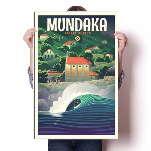 LIULAG Kunstdrucke 30x45cm Ungerahmt Mundaka Surf Baskisch Vintage Reiseplakat Nordisches Dekor Badezimmer Bild Büro Bar Kunstdruck LIULAG Kunstdrucke 30x45cm Ungerahmt Mundaka Surf Baskisch Vintage Reiseplakat Nordisches Dekor Badezimmer Bild Büro Bar Kunstdruck von LIULAG