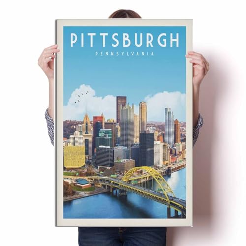 LIULAG Kunstdrucke 60x90cm Ungerahmt Pennsylvania Pittsburgh Vintage Reiseplakat Badezimmer Vintage Wanddekoration Bar Büro Bild von LIULAG