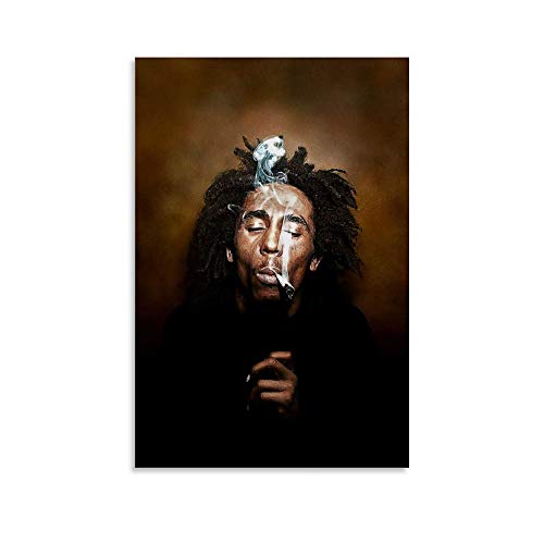 LIULANG Bob Marley Smoke Two Joints Leinwand Kunst Poster und Wandkunst Bilddruck Moderne Familienzimmer Dekor Poster 16x24inch(40x60cm) von LIULANG