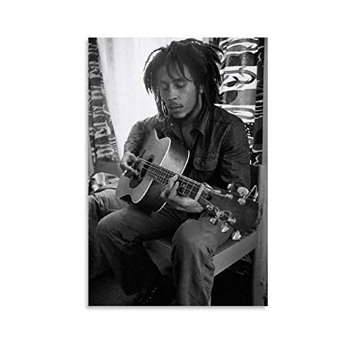 LIULANG Bob Marley with Acoustic Guitar Poster dekorative Malerei Leinwand Wandkunst Wohnzimmer Poster Schlafzimmer Malerei 16x24inch(40x60cm) von LIULANG