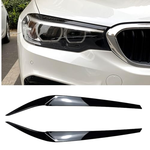 LIULAOGEN Maßgeschneidert Auto Scheinwerfer Augenbraue für BMW 5 Series G30 525i 530i 2017-2023,Auto Heckscheinwerfer Augenbrauen Scheinwerfer Augenlid Aufkleber Zubehör,B/Gloss Black von LIULAOGEN
