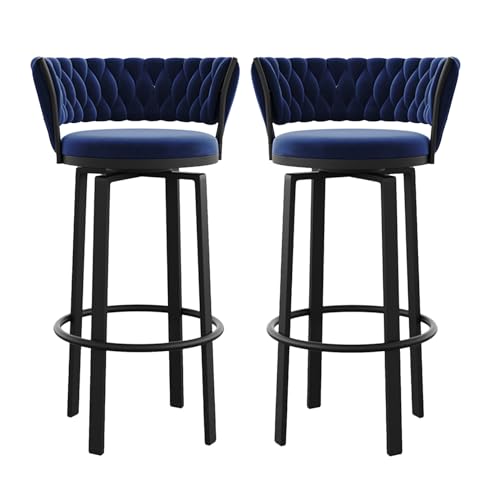 LIULIFEN 2er-Set, drehbarer Barhocker in Thekenhöhe aus blauem Samt mit gewebter Rückenlehne, Küchenhocker, Sitzhöhe 75 cm, modernes Design für die Hausbar oder die Küchentheke LIULIFEN 2er-Set, drehbarer Barhocker in Thekenhöhe aus blauem Samt mit gewebter Rückenlehne, Küchenhocker, Sitzhöhe 75 cm, modernes Design für die Hausbar oder die Küchentheke von LIULIFEN