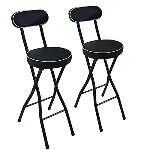 LIULIFEN 2er-Set klappbare Barhocker mit Fußstütze, strapazierfähige Barhocker mit gepolsterter Sitzfläche und Rückenlehne, Tragkraft 136 kg, ideal für die Frühstücksbar in der Küche, Schwa von LIULIFEN