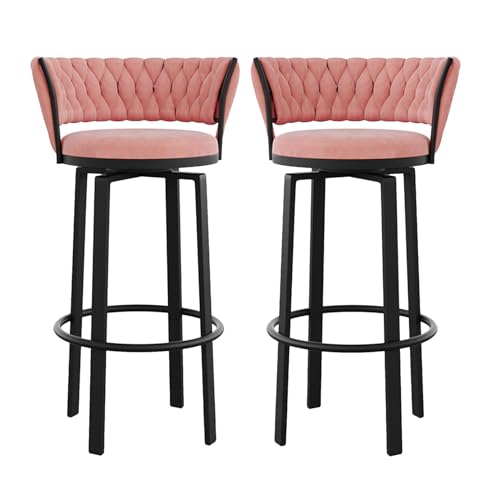 LIULIFEN Drehbare Barhocker in Thekenhöhe aus rosa Samt, 2er-Set mit gewebter Rückenlehne, Küchenbarhocker, Sitzhöhe 65 cm LIULIFEN Drehbare Barhocker in Thekenhöhe aus rosa Samt, 2er-Set mit gewebter Rückenlehne, Küchenbarhocker, Sitzhöhe 65 cm von LIULIFEN