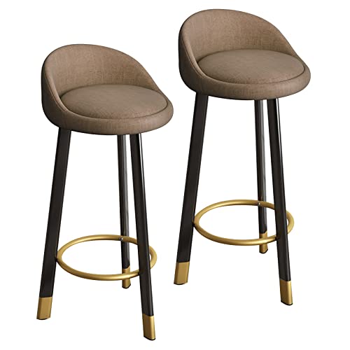 LIULIFEN Moderne Barhocker mit Stoffpolsterung, Rückenlehne und schwarzen Stahlbeinen, 2er-Set, Küchenthekenstühle für die Frühstücksbar oder das Esszimmer von LIULIFEN