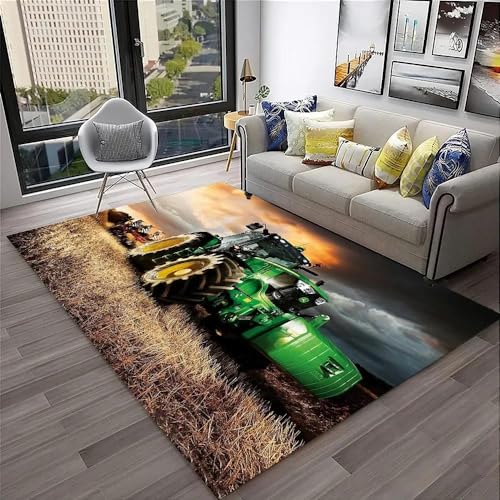 LIULINLIN Bauernhof Traktor Druck 3D Teppich Flanell Kinderzimmer Spielbereich Teppich Moderne Wohnzimmer Boden Matte Schlafzimmer Teppich von LIULINLIN
