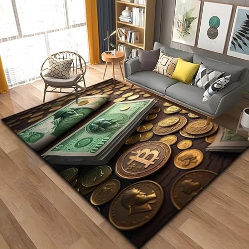 LIULINLIN Kreative Bitcoin-Dollar-Muster 3D Teppich Wohnzimmer Schlafzimmer Teppich Dekoration, Kinderzimmer Fußmatten Korridor Balkon Türmatten von LIULINLIN