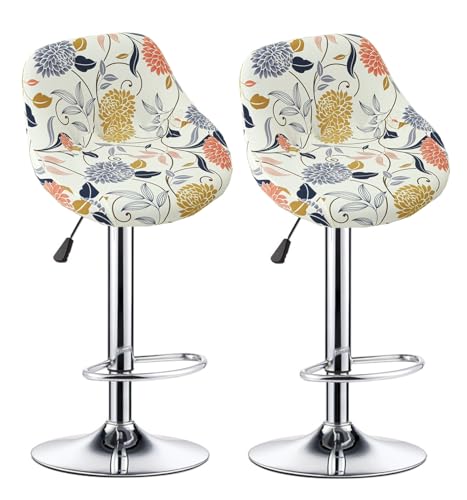 LIULIWEIFA Barhocker Bezüge 2/4 Stück, Stretch Abnehmbarer Barhocker Schonbezug Elastisch Überzug für Barstuhl Stuhlbezug Sitzschutzbezug für Short Swivel Dining Chair Rückenlehne,F,2pcs von LIULIWEIFA