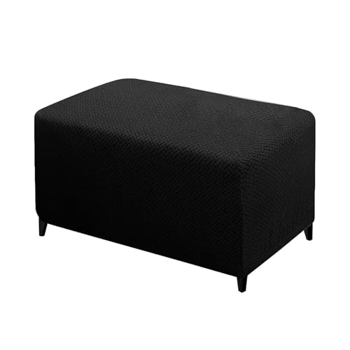 LIULIWEIFA Ottoman Protective Cover Stool Cover, Velvet Stool Covers for Rectangular Footstool, Jacquard Stretch Cover Ottoman Cover Stool Protector Washable Stool Cover,Black c,S von LIULIWEIFA