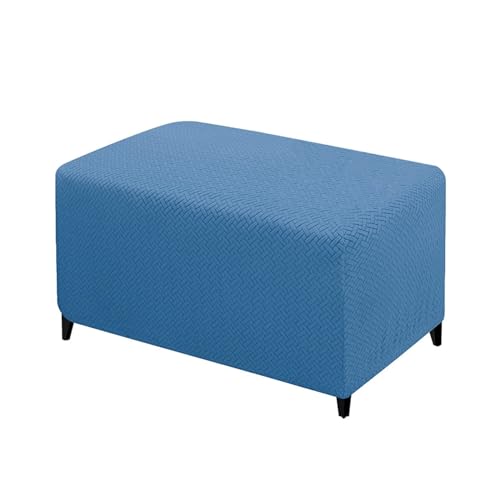 LIULIWEIFA Ottoman Protective Cover Stool Cover, Velvet Stool Covers for Rectangular Footstool, Jacquard Stretch Cover Ottoman Cover Stool Protector Washable Stool Cover,Dust Blue c,S von LIULIWEIFA