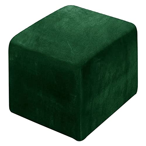 LIULIWEIFA Samt Ottomane Schonbezug Hockerbezug Einfarbig Hocker Hussen für Quadratische Fußhocker Stretch Bezug Ottomane Abdeckung Überzug Protector Hockerabdeckung,Grün,60x60cm(24x24in) von LIULIWEIFA